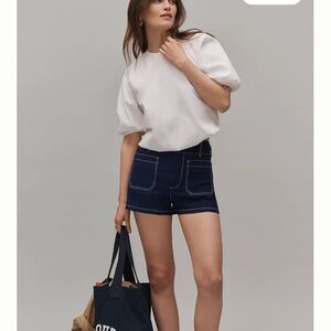 Anthropologie Maeve Colette High Waist Shorts with Contrast stitching